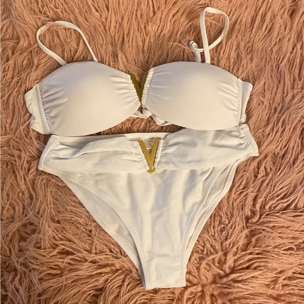 White Bikini Set with Gold Accent